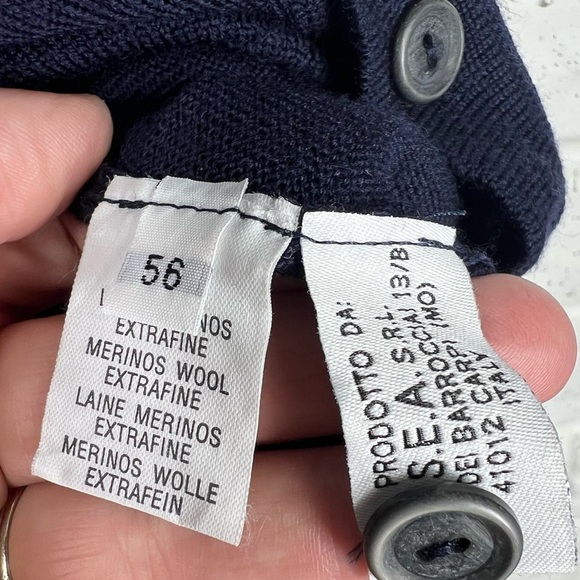 BELLWOOD 56 Fine Merino Wool Button Down V-Neck Sweater Vest Navy Blue - Picture 9 of 9